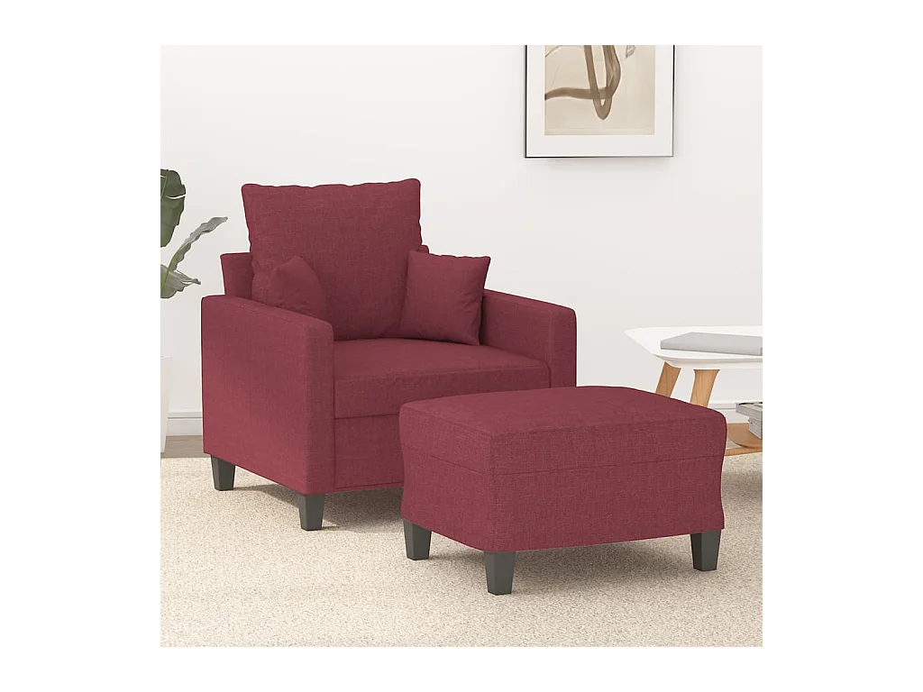 Fauteuil met voetenbankje Bordeauxrood 60 cm Stof