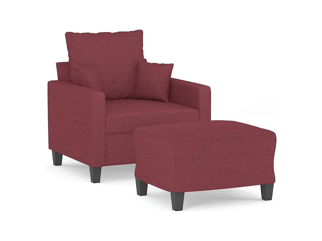 Fauteuil met voetenbankje Bordeauxrood 60 cm Stof