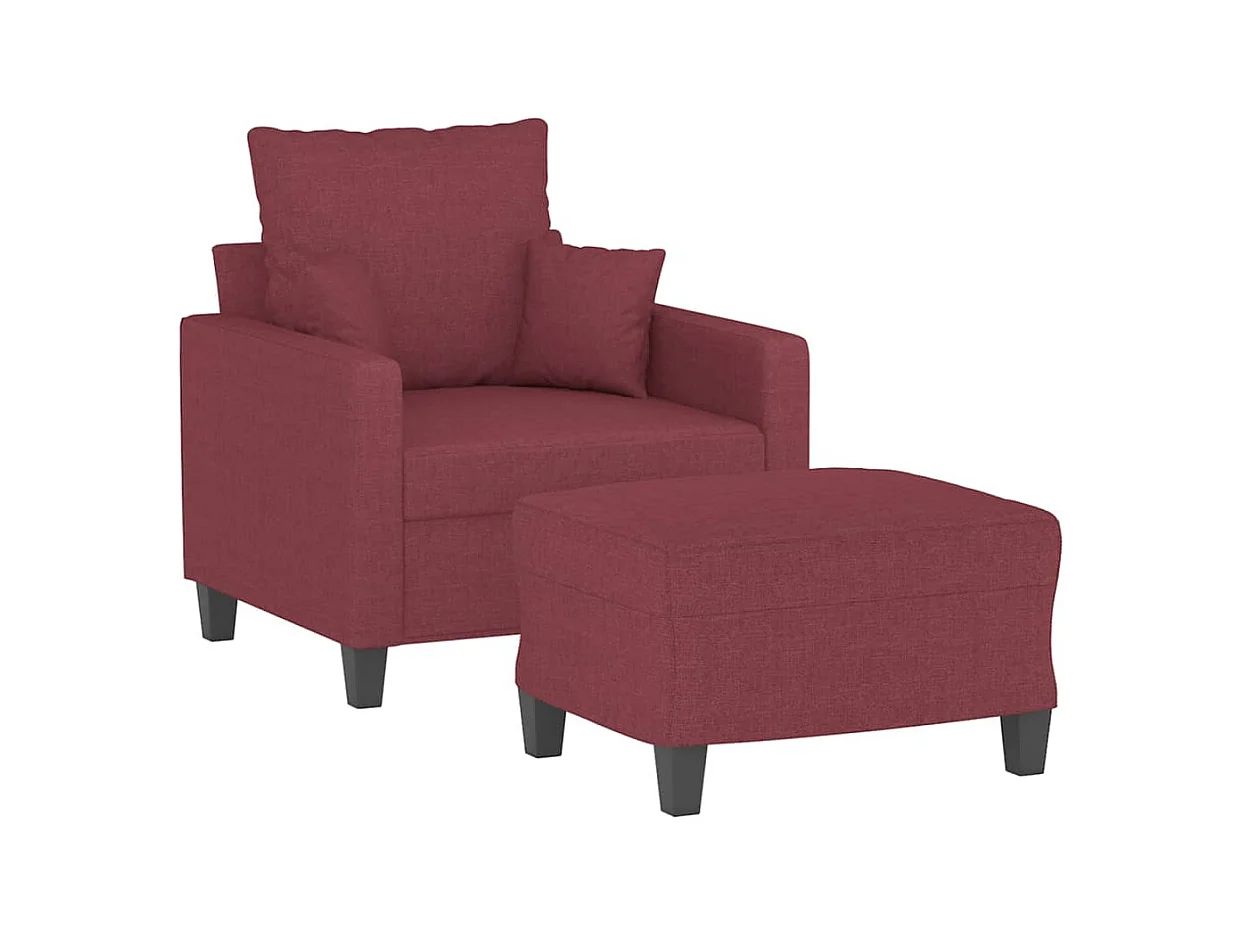Fauteuil met voetenbankje Bordeauxrood 60 cm Stof