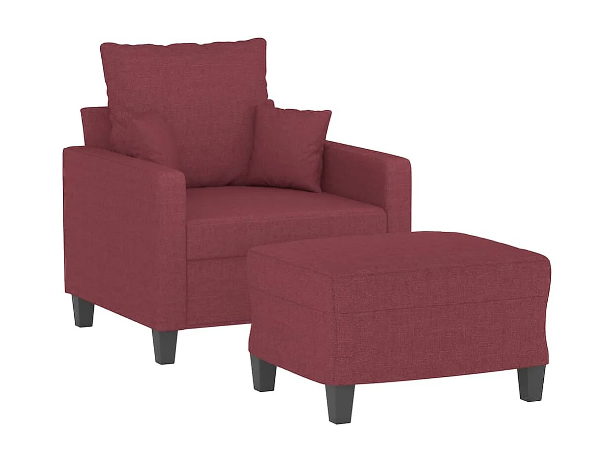 Sillón con reposapiés Tejido rojo burdeos 60 cm