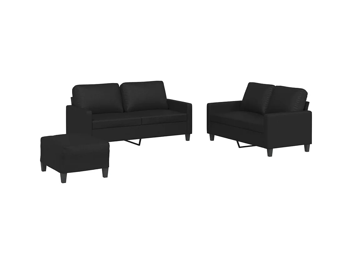Ensemble de canapés 3 pcs avec coussins Noir Similicuir