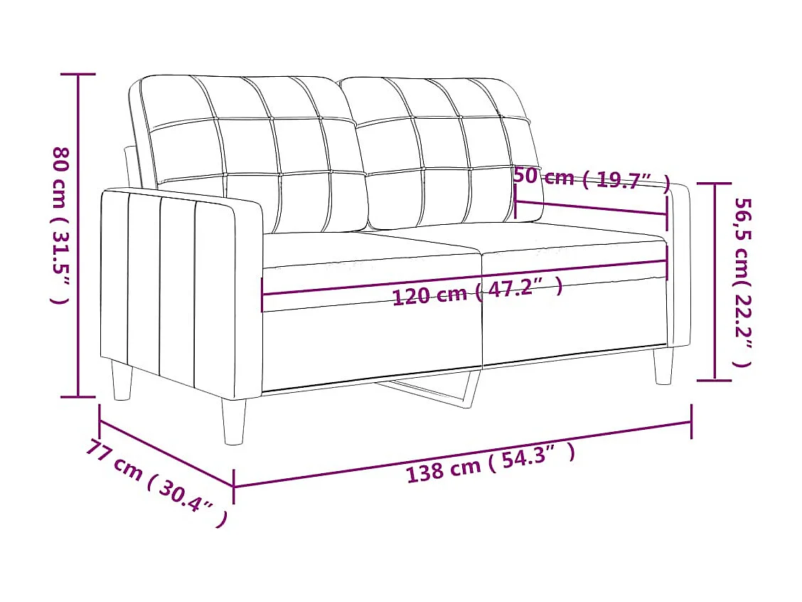 2-zitsbank Zwart 120 cm Stof