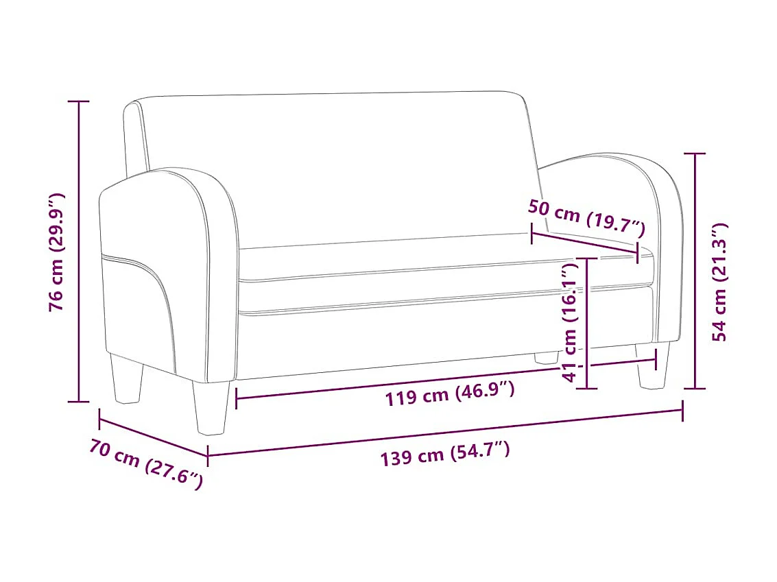 2-zitsbank in zwart kunstleer
