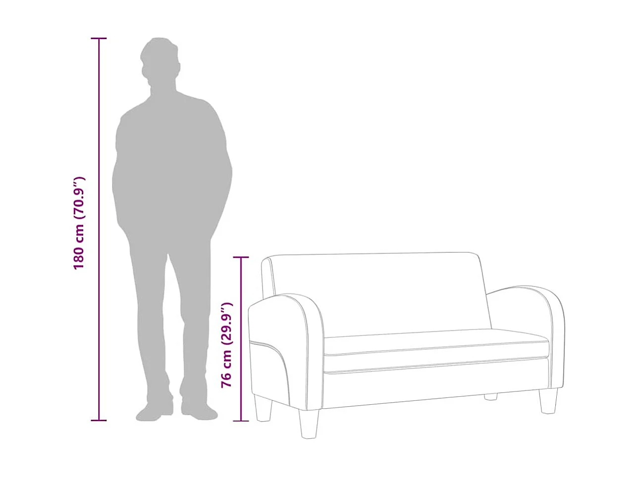 2-zitsbank in zwart kunstleer