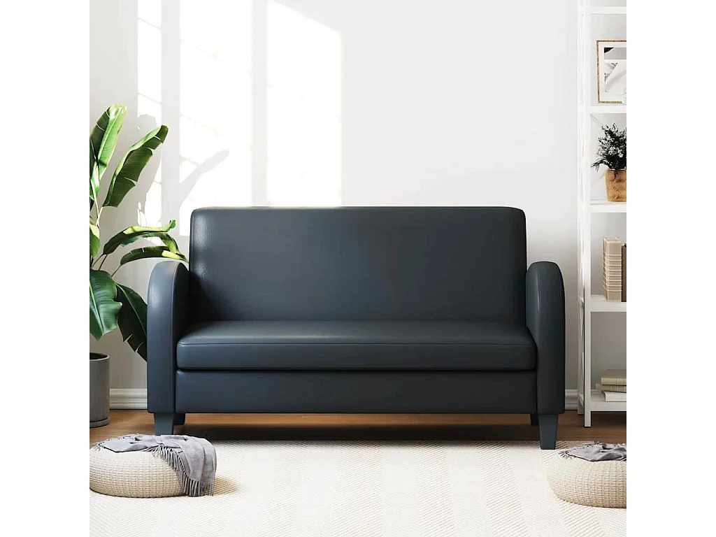 Sofá de 2 plazas en piel sintética negra