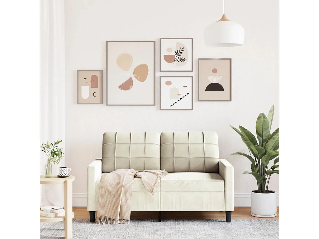 Sofá 2 plazas Crema 120 cm Terciopelo
