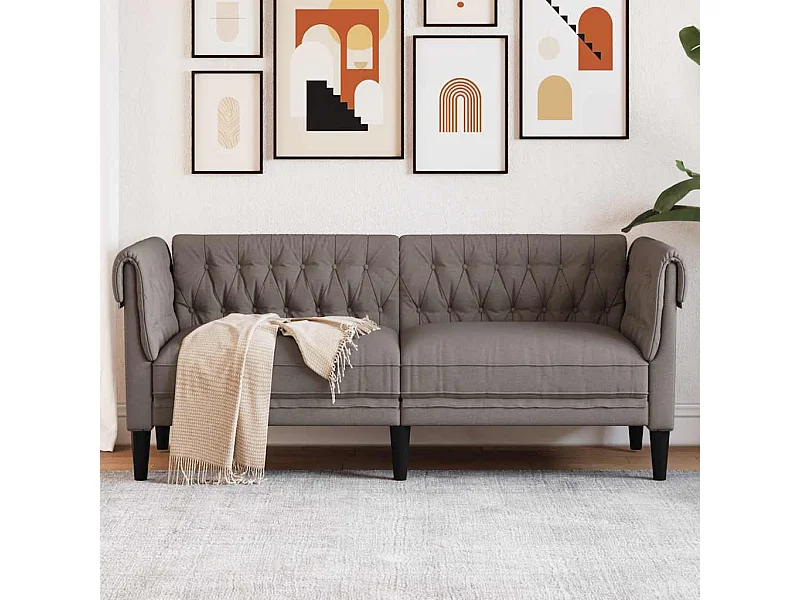 Chesterfield 2-zitsbank in taupe stof