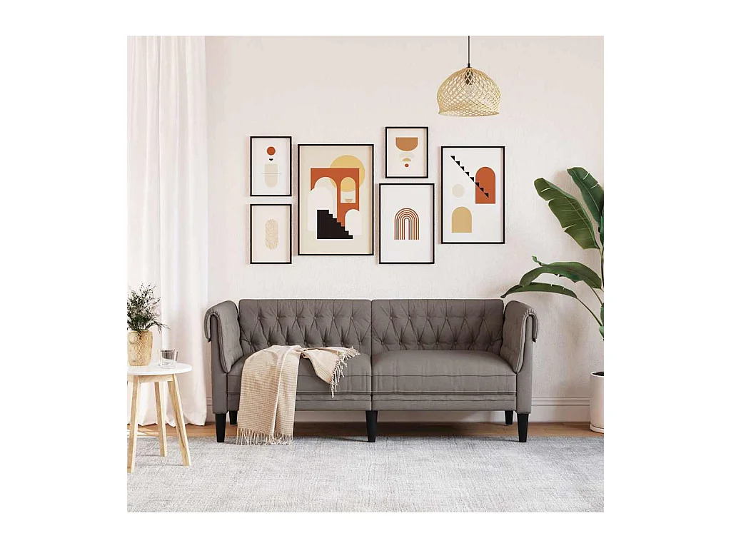 Chesterfield 2-zitsbank in taupe stof