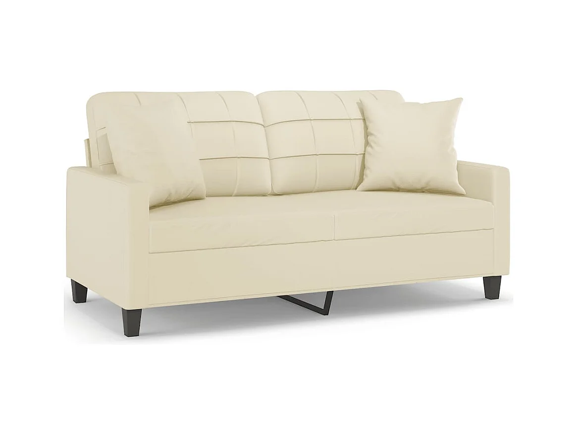 2-zitsbank met crèmekleurige kussens 140 cm kunstleer