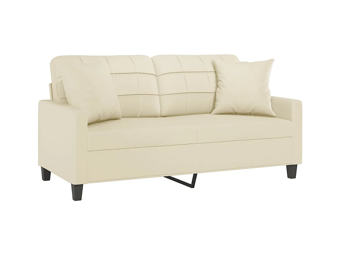 2-zitsbank met crèmekleurige kussens 140 cm kunstleer