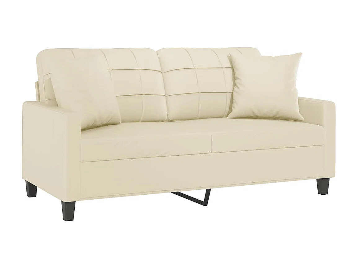 Divano 2 posti con cuscini color crema 140 cm in similpelle