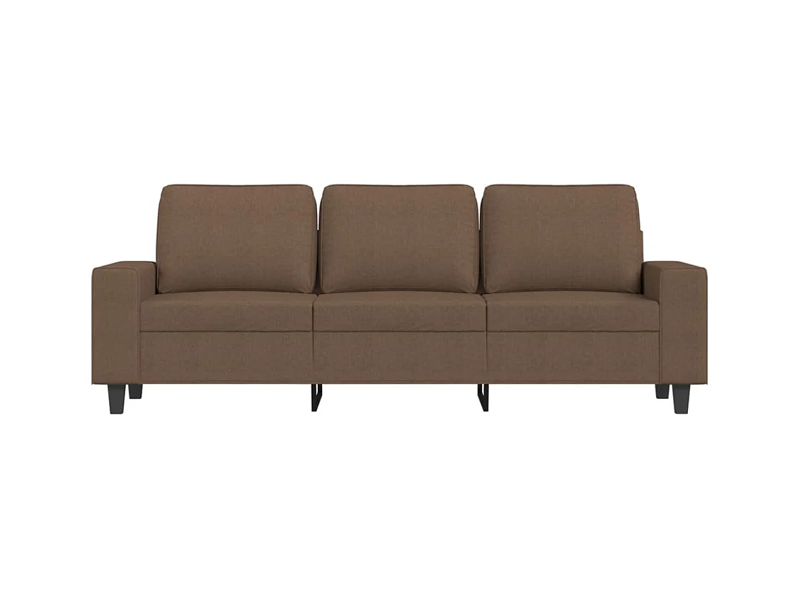 Divano 3 posti con poggiapiedi Marrone 180 cm Tessuto