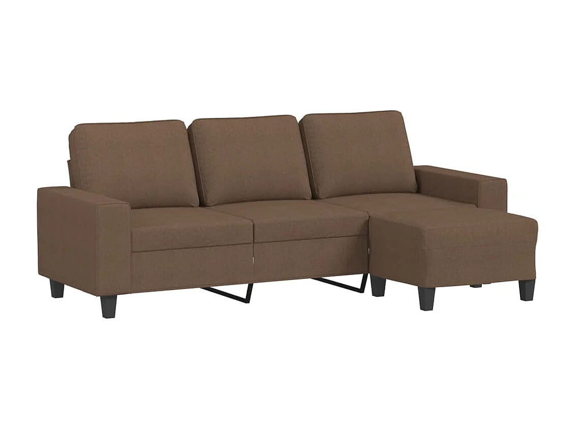 Canapé à 3 places avec repose-pieds Marron 180 cm Tissu