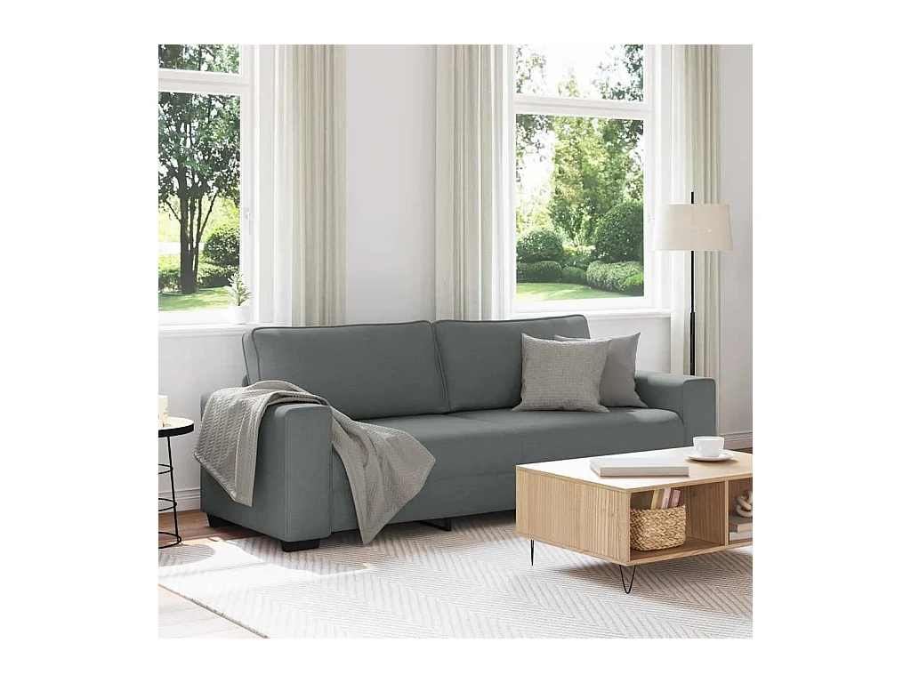 Divano 3 posti grigio scuro tessuto 180 cm