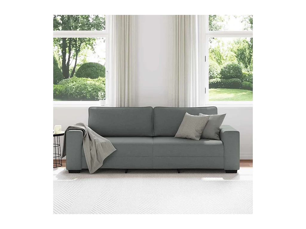 Divano 3 posti grigio scuro tessuto 180 cm