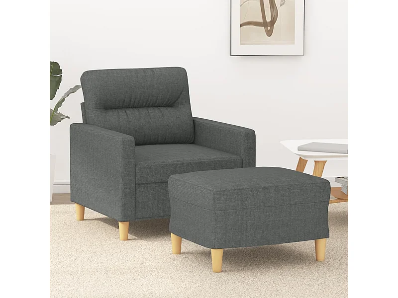 Fauteuil avec repose-pied Gris foncé 60 cm Tissu