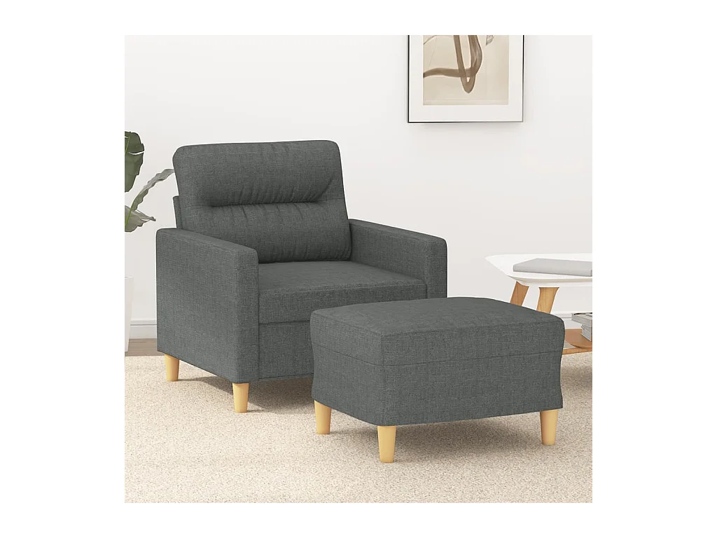 Fauteuil avec repose-pied Gris foncé 60 cm Tissu