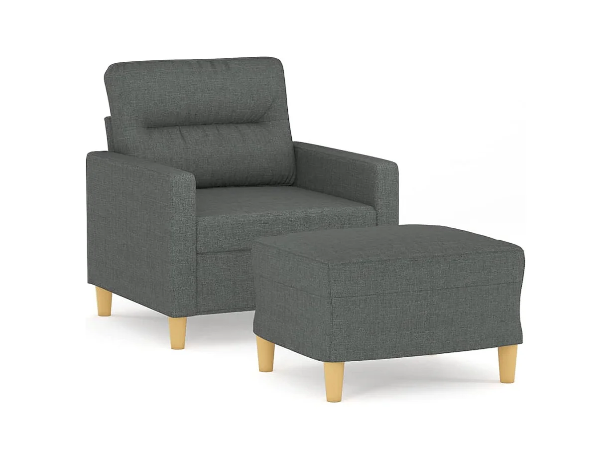 Fauteuil avec repose-pied Gris foncé 60 cm Tissu