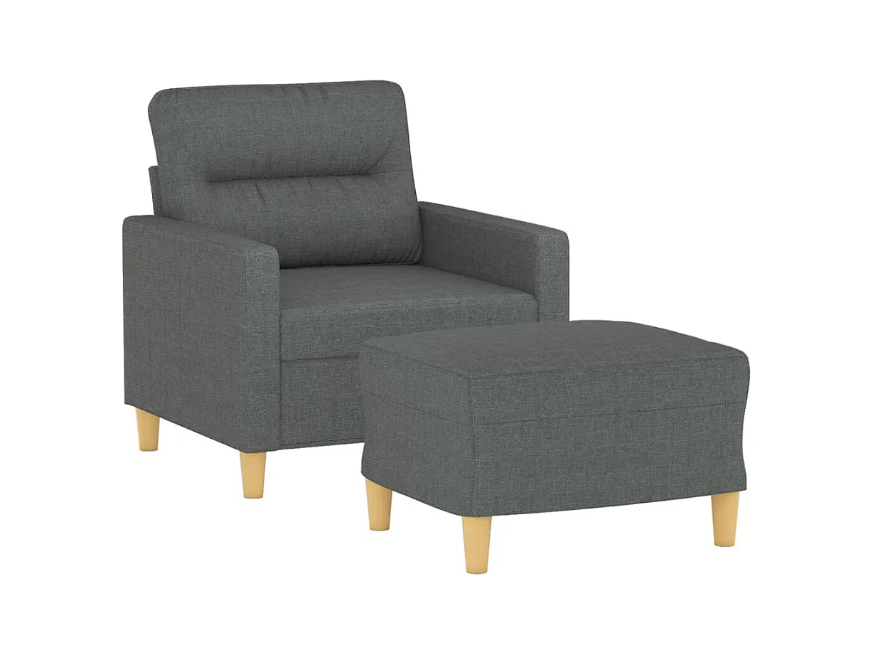 Fauteuil avec repose-pied Gris foncé 60 cm Tissu