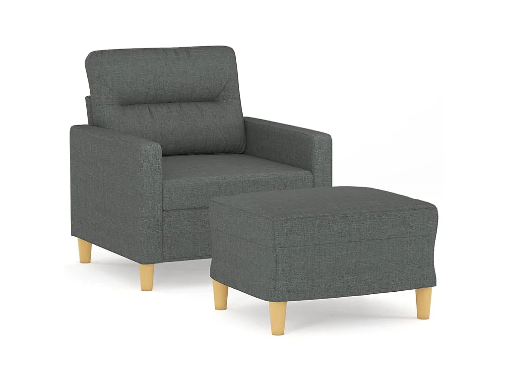 Fauteuil avec repose-pied Gris foncé 60 cm Tissu