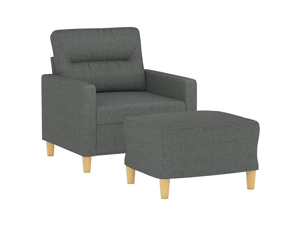 Fauteuil avec repose-pied Gris foncé 60 cm Tissu
