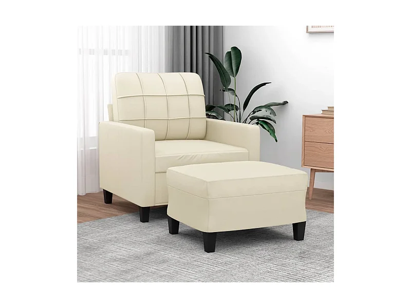 Poltrona con poggiapiedi Crema 60 cm Ecopelle