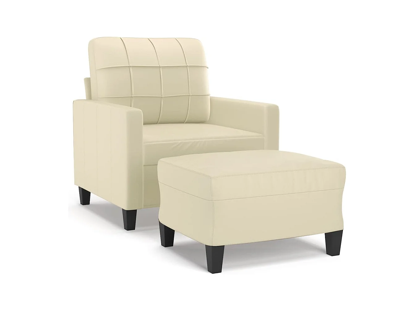 Poltrona con poggiapiedi Crema 60 cm Ecopelle