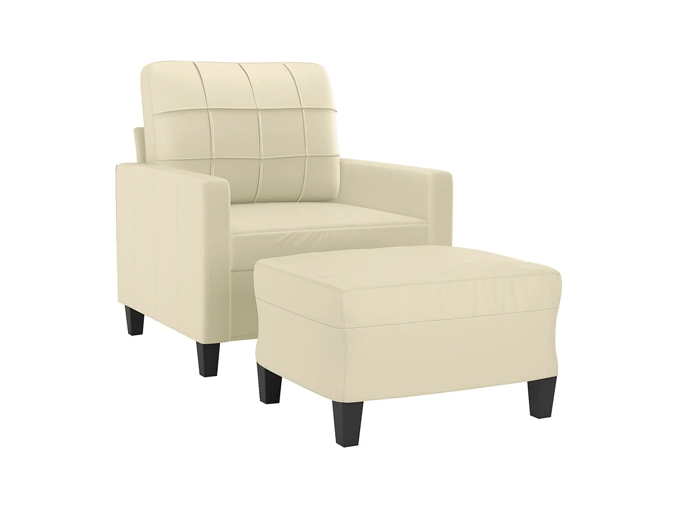 Poltrona con poggiapiedi Crema 60 cm Ecopelle