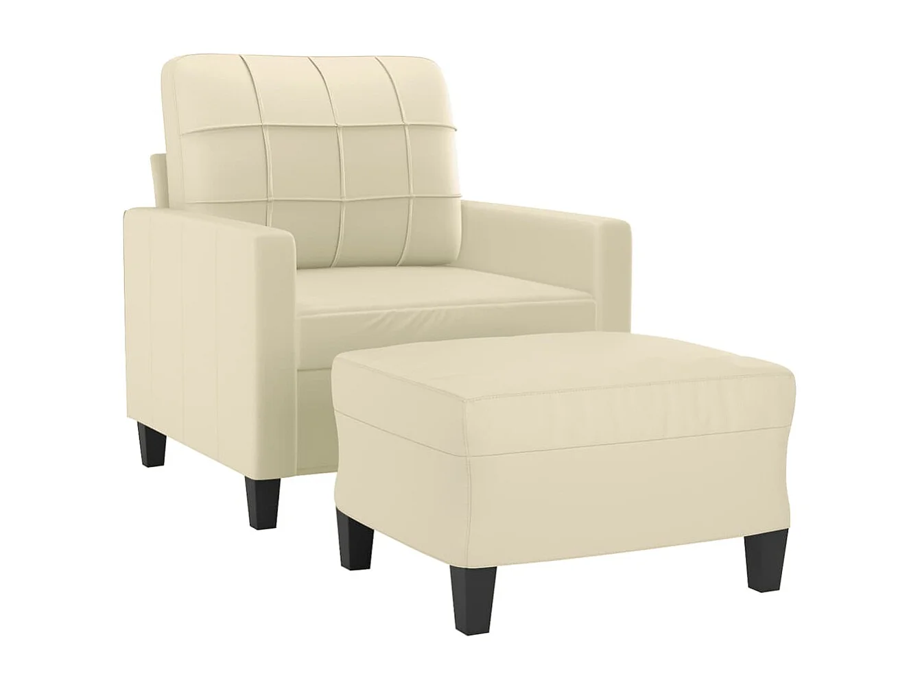 Fauteuil avec repose-pied Crème 60 cm Similicuir