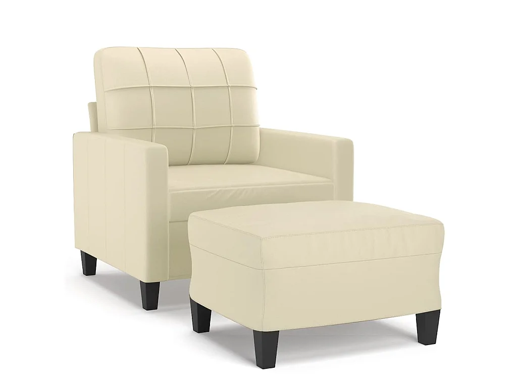 Fauteuil avec repose-pied Crème 60 cm Similicuir