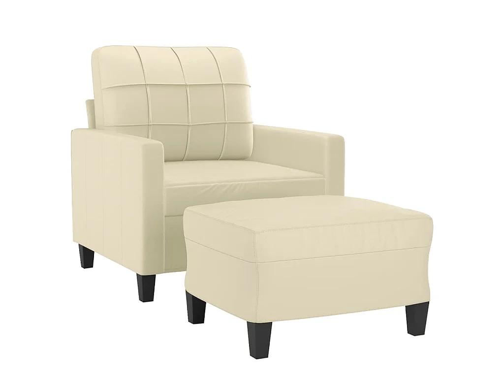 Fauteuil avec repose-pied Crème 60 cm Similicuir