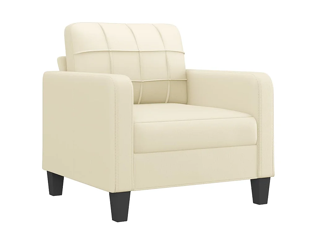 Fauteuil avec repose-pied Crème 60 cm Similicuir