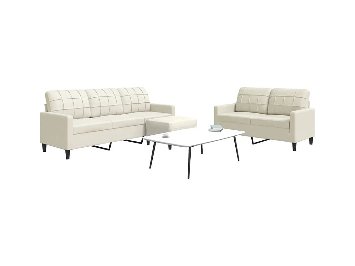 Conjunto de sofá de 3 piezas con cojines de terciopelo color crema