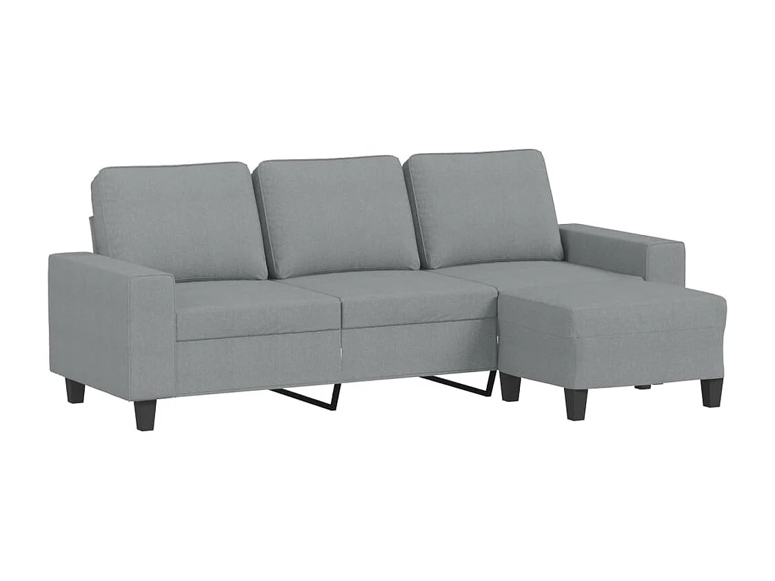 Sofá 3 plazas con reposapiés Gris claro 180 cm Tela