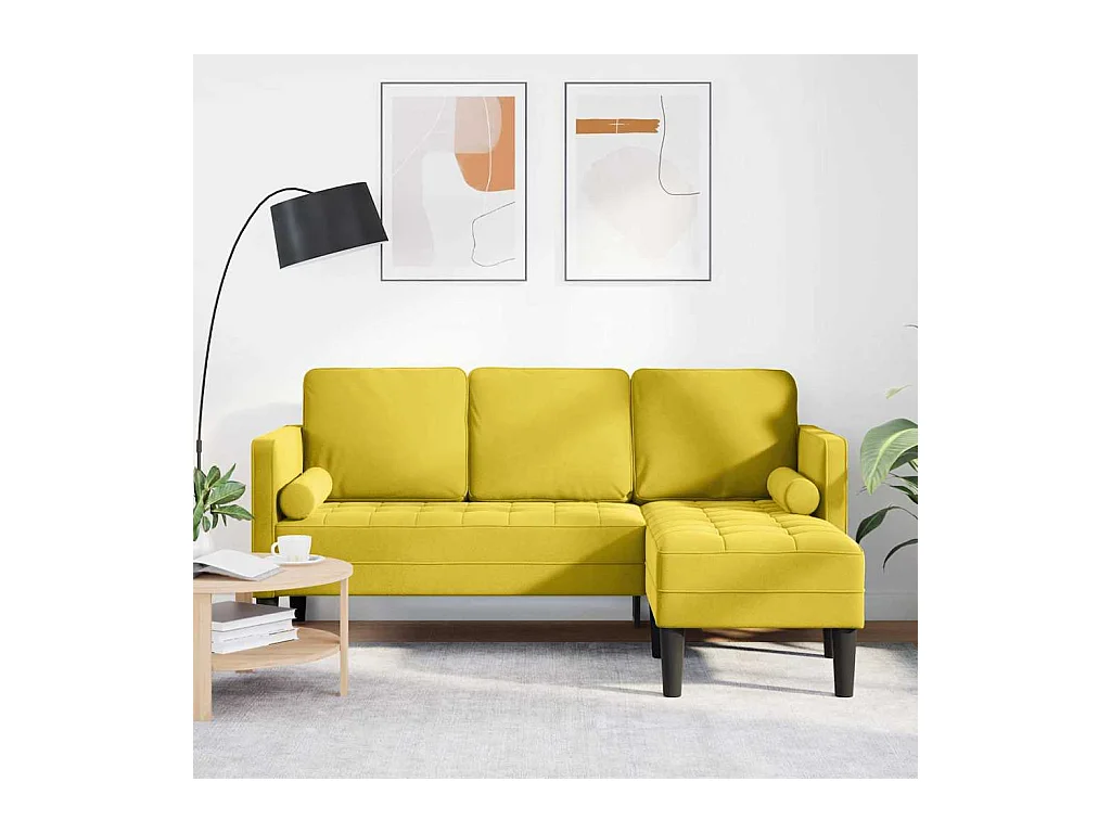 Divano giallo 173 x 131 x 67 cm in velluto