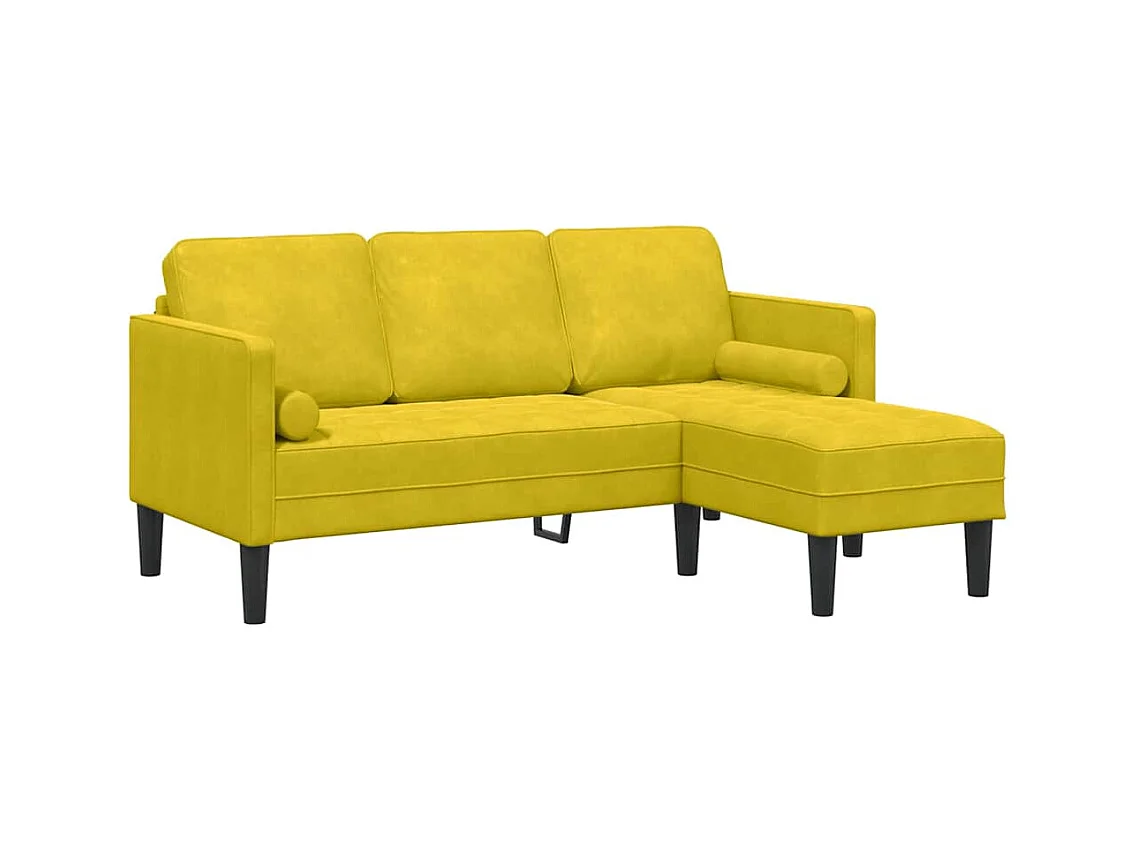 Divano giallo 173 x 131 x 67 cm in velluto