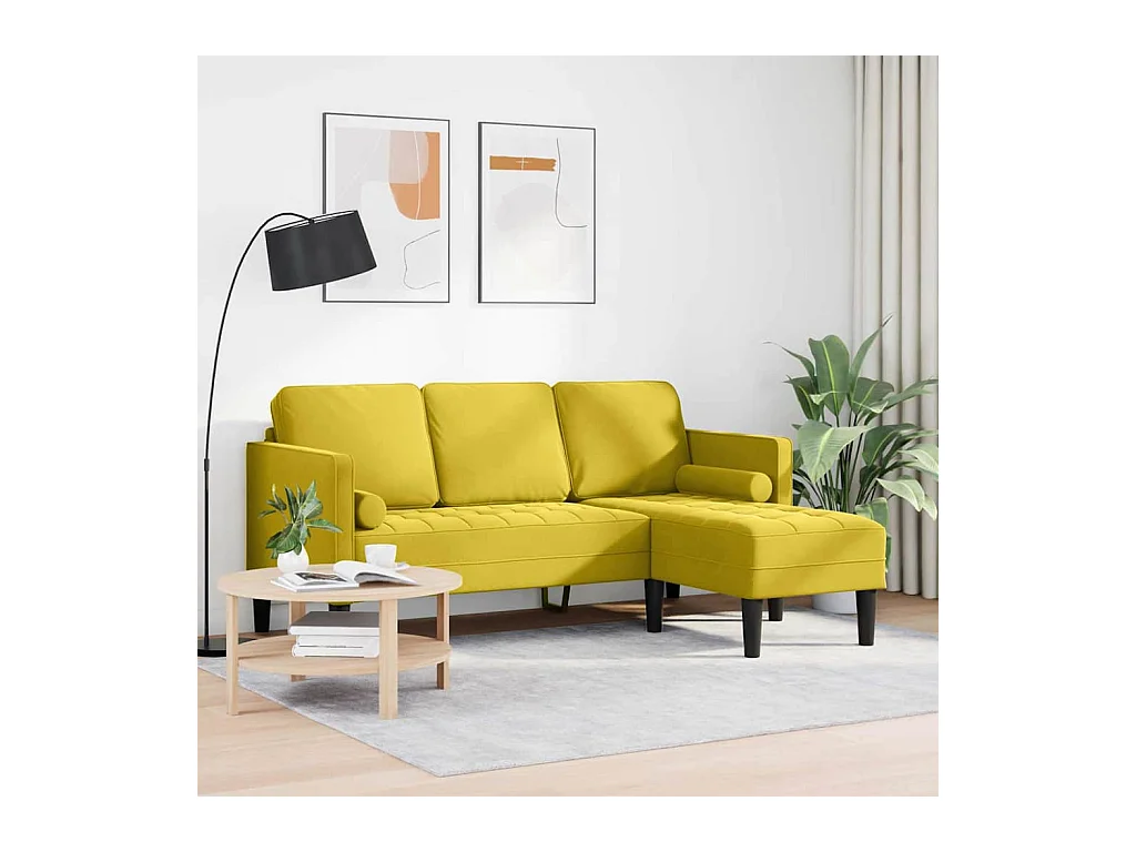 Divano giallo 173 x 131 x 67 cm in velluto