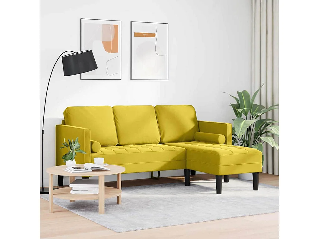 Gele bankstel 173 x 131 x 67 cm fluweel