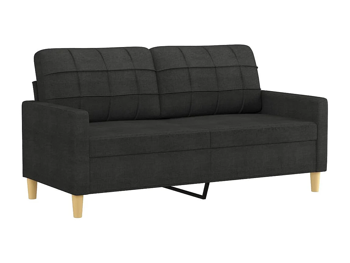 2-teiliges Sofaset mit schwarzen Stoffkissen