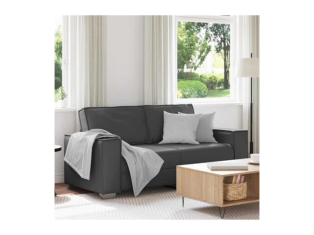 Divano poltrona grigio 180 x 78 x 84 cm in similpelle