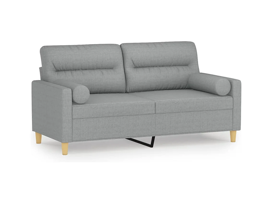 Canapé 2 places avec oreillers gris clair 140 cm tissu
