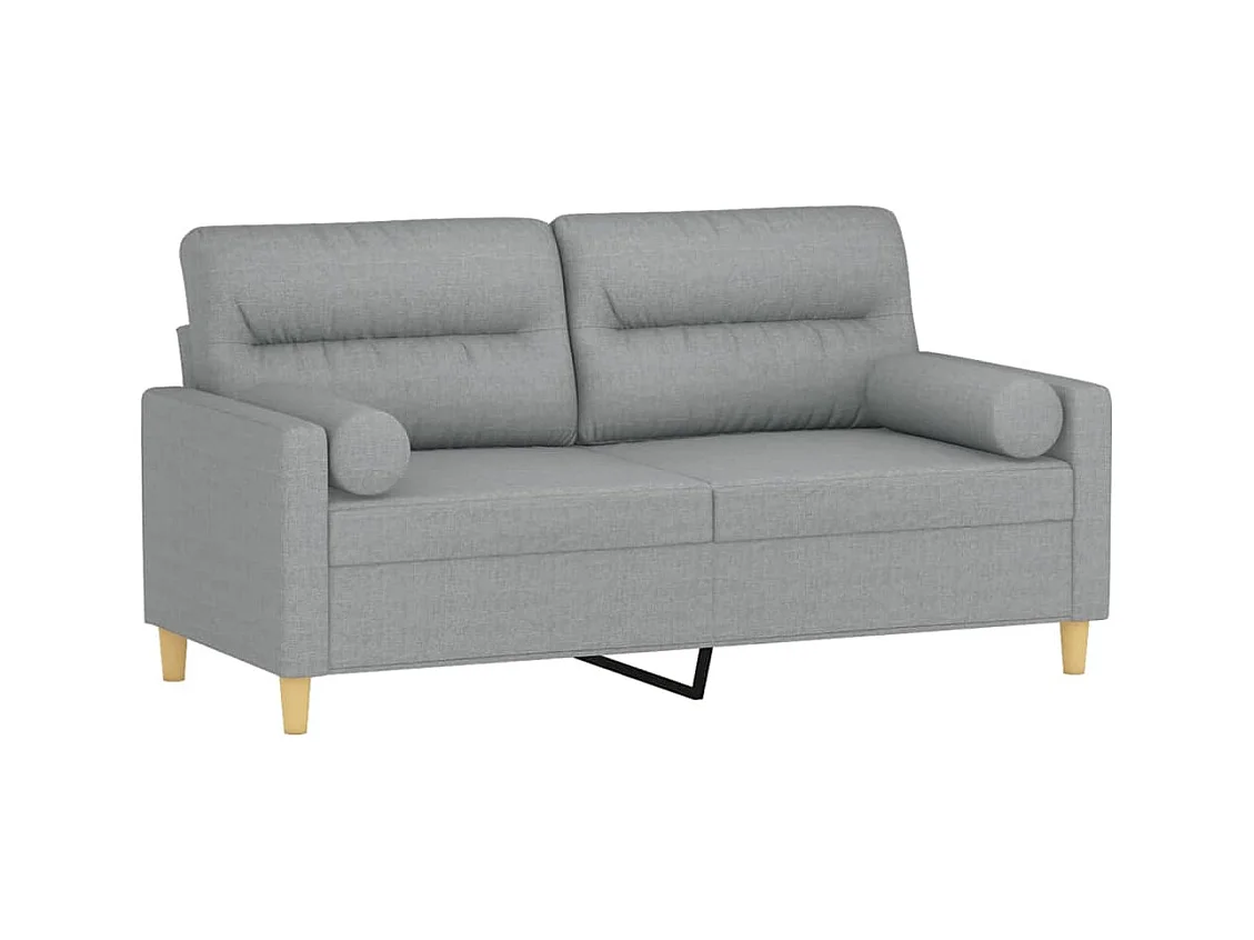 Canapé 2 places avec oreillers gris clair 140 cm tissu