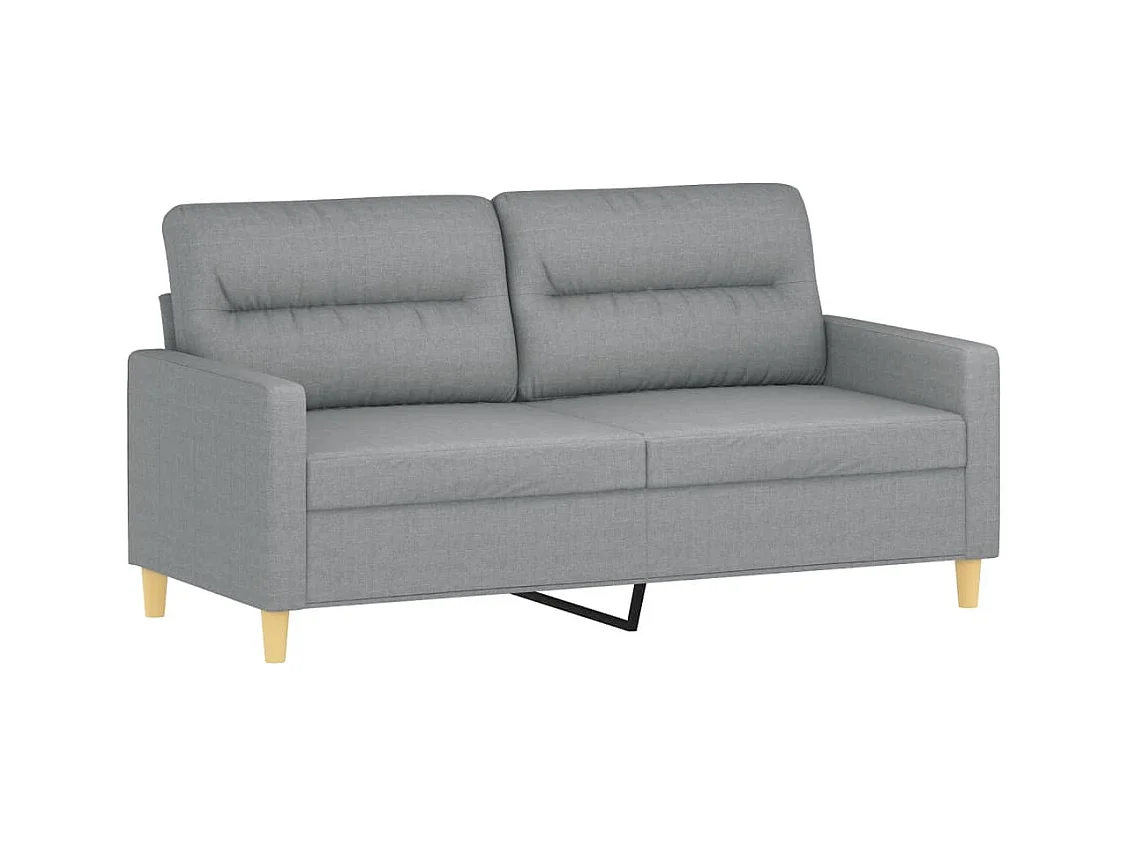 Canapé 2 places avec oreillers gris clair 140 cm tissu