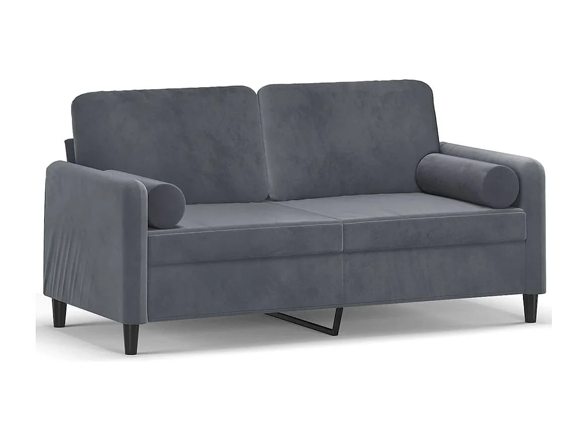Sofá de 2 plazas con cojines gris oscuro de terciopelo de 140 cm