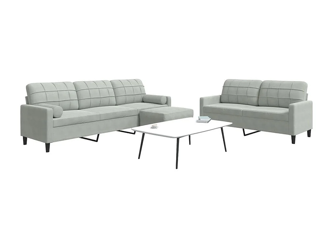 Conjunto de sofá de 3 piezas con cojines y almohadones de terciopelo