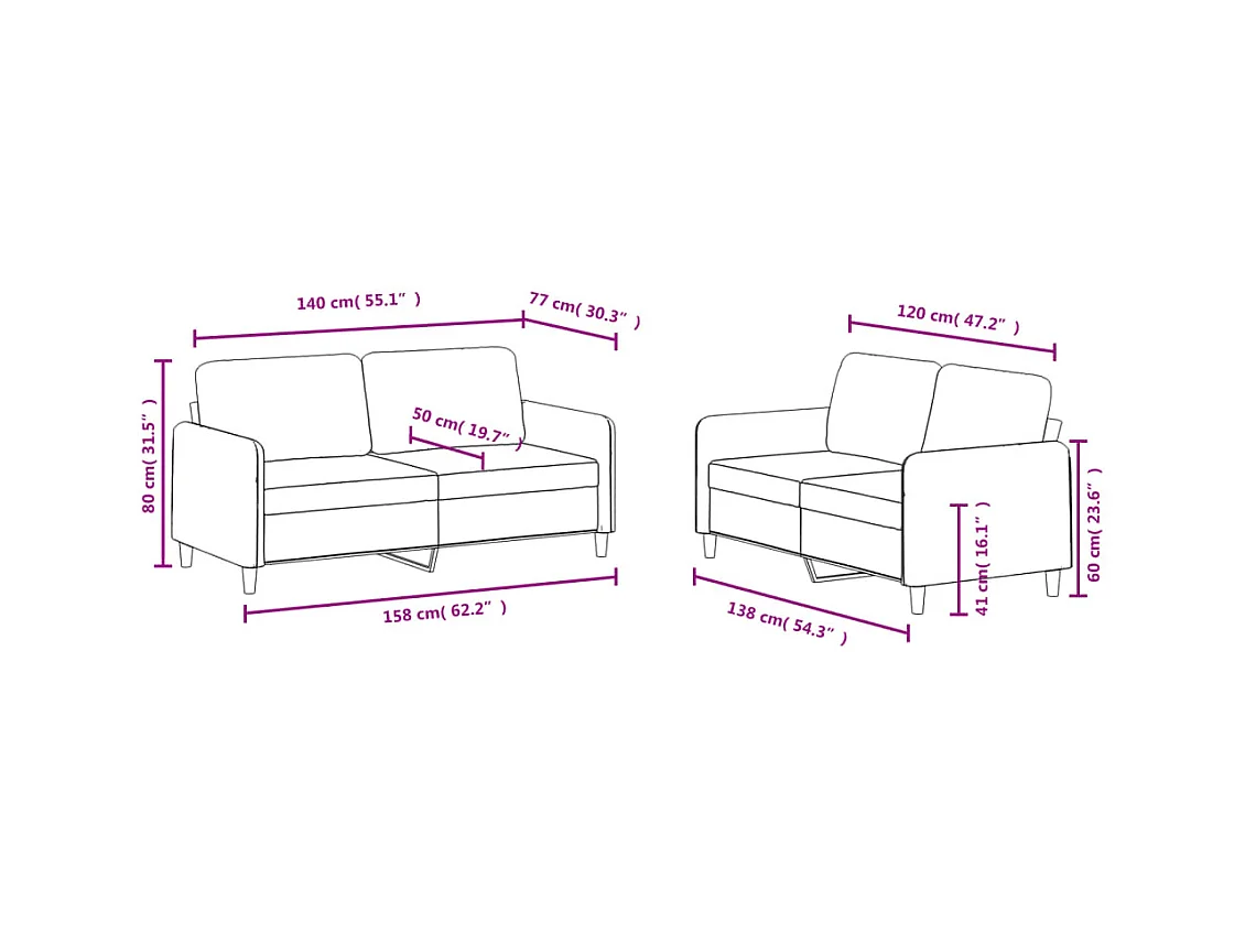 2-delige donkergroene fluwelen bankset