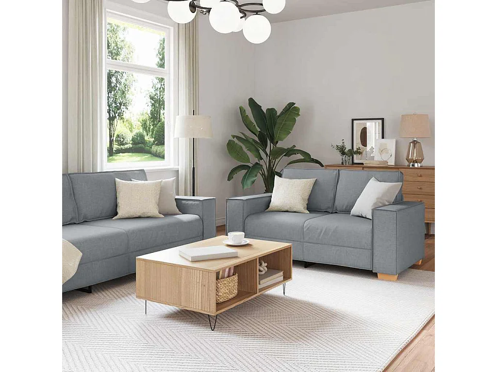 3-teiliges Sofa-Set, grau, 220 x 78 x 84 cm, Stoff