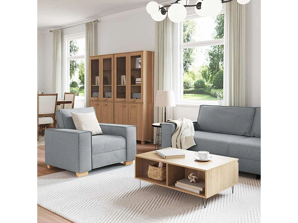 3-teiliges Sofa-Set, grau, 220 x 78 x 84 cm, Stoff