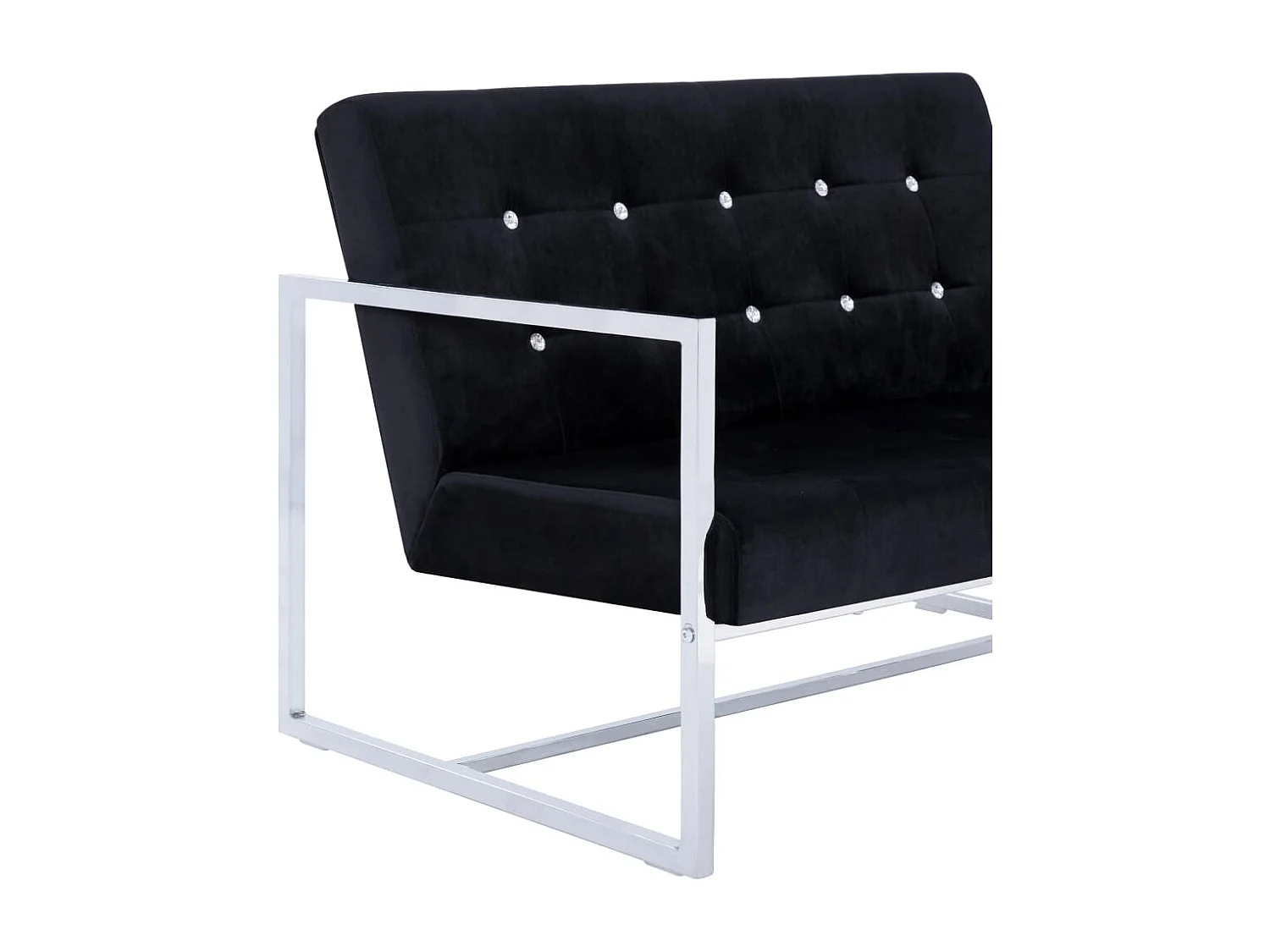 Canapé 2 places avec accoudoirs Noir Chrome et velours
