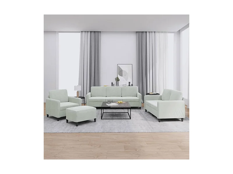 Ensemble de canapés 4 pcs gris clair velours